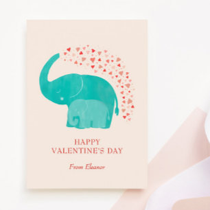 Elephant Happy Valentine's Day Kid Photo Card