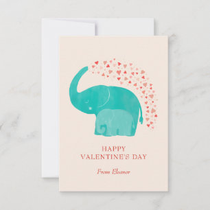 Elephant Happy Valentine's Day Kid Photo Card
