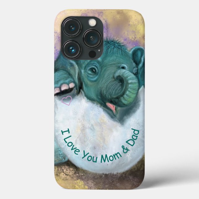 Elephant Hatching Funny iPhone Case - Custom Text (Back)