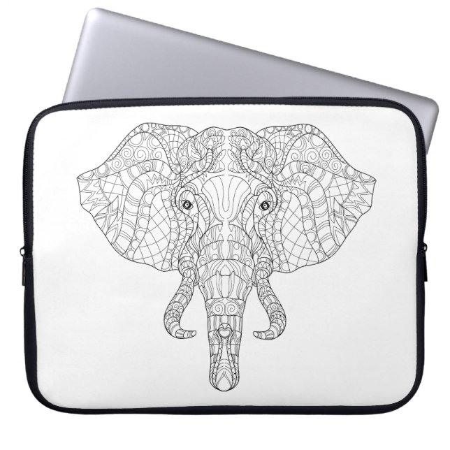 Elephant Head Doodle 2 Laptop Sleeve (Front)