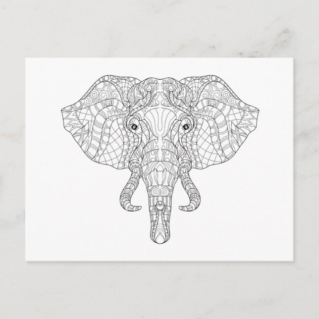 Elephant Head Doodle 2 Postcard (Front)