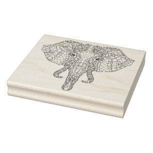 Elephant Head Doodle 2 Rubber Stamp