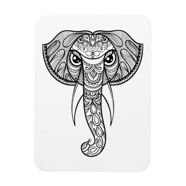 Elephant Head Doodle Magnet (Vertical)