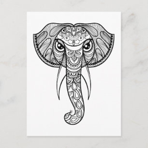 Elephant Head Doodle Postcard