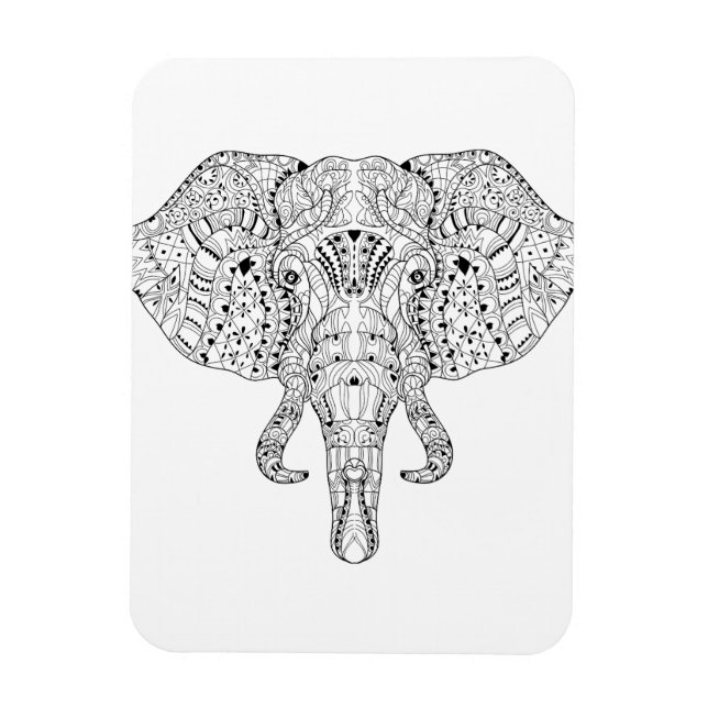 Elephant Head Doodle Sketch Magnet (Vertical)