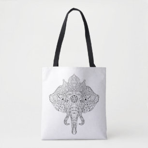 Elephant Head Inspired Doodle 2 Tote Bag