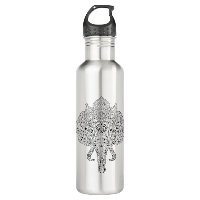 Elephant Head Inspired Doodle 710 Ml Water Bottle (Front)