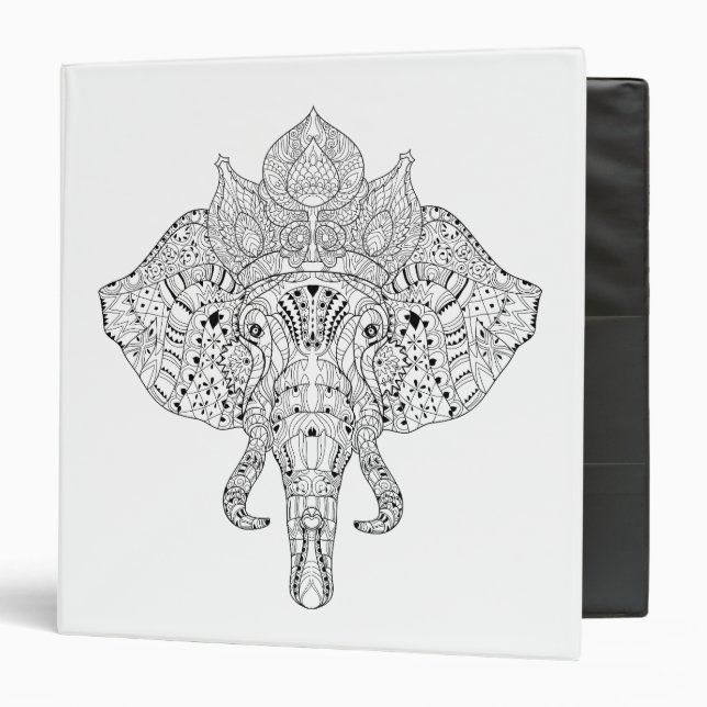 Elephant Head Inspired Doodle Binder (Front/Inside)