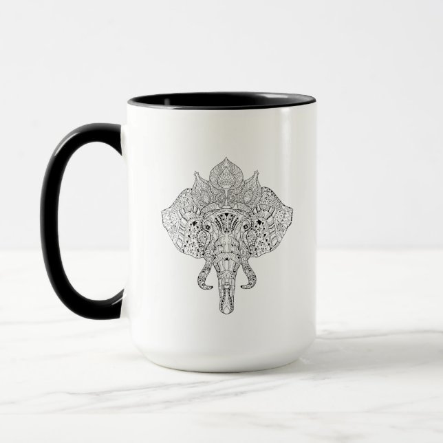 Elephant Head Inspired Doodle Mug (Left)