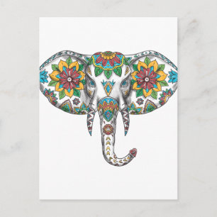 Elephant Head Mandala Tattoo Postcard