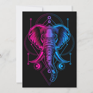 Elephant Head With Sacred Geometry Invitation
