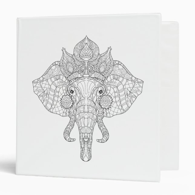 Elephant Head Zendoodle Binder (Front/Inside)