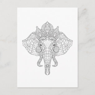 Elephant Head Zendoodle Postcard