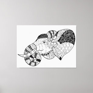 Elephant Head Zenstyle Doodle 6 Canvas Print