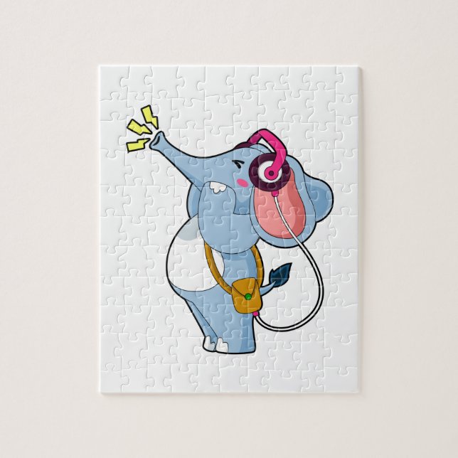 Elephant Headphone Music Jigsaw Puzzle (Vertical)