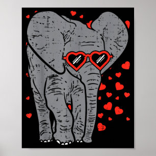Elephant Heart Gles Cute Valentines Day Animal Lov Poster