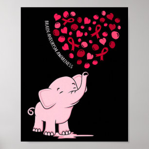 Elephant Heart Ribbon Brain Aneurysm Awareness Mon Poster