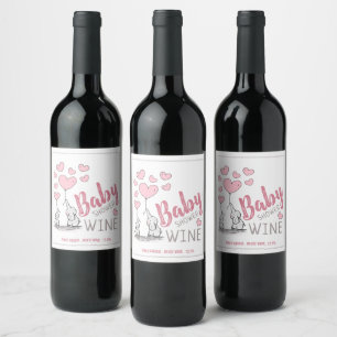 Elephant Hearts Baby Shower Wine Label