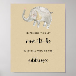 Elephant - Help the Busy Mom-to-Be Poster