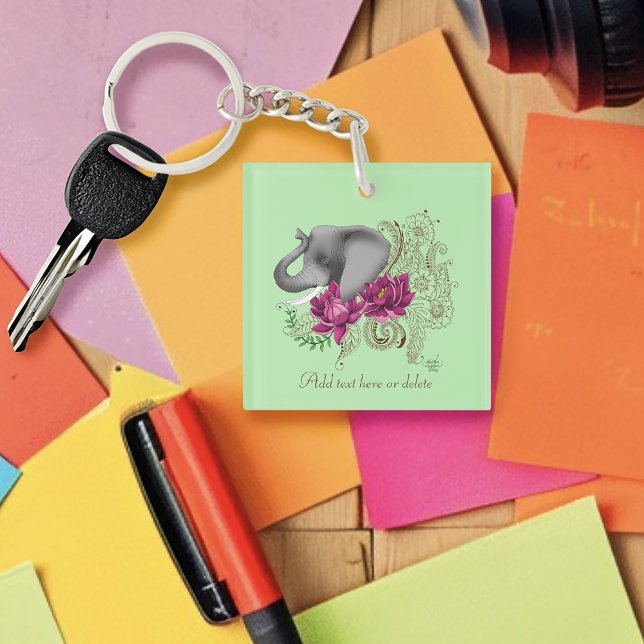 Elephant Henna Flowers Keychain (Creator Uploaded)