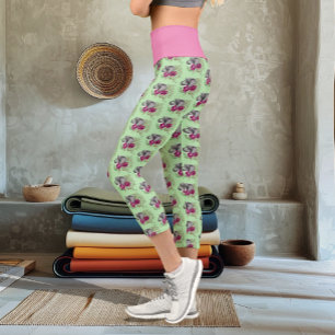 Elephant Henna Lotus Flowers Capri Leggings
