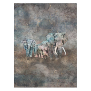 Elephant herd Digital Art Tablecloth