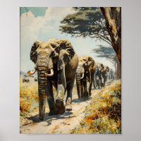 Elephant herd vintage