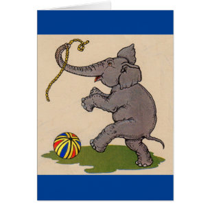 éléphant heureux jouant avec la corde et le ballon