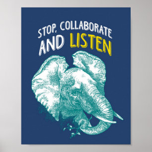 Éléphant Hip Hop   Impression d'art poster 8x10