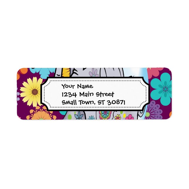 Eléphant hippie mignon avec fleurs colorées (Devant)