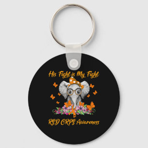 Elephant His Fight is My Fight RSD CRPS Awareness Keychain