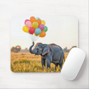 Elephant Holding A Balloon Bouquet Mouse Pad