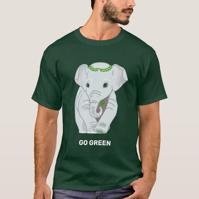 Elephant Holding a Four-Leaf Clover T-Shirt (Front)