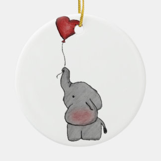 Elephant Holding Balloon Ceramic Ornament
