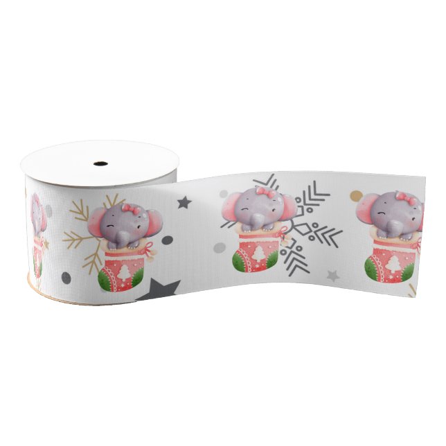 Elephant Holidays Customize Grosgrain Ribbon (Spool)