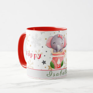Elephant Holidays Customize Text and Name Mug