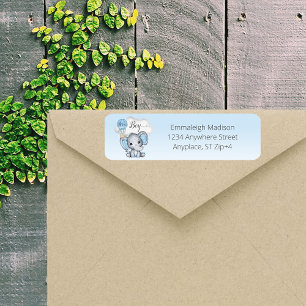 Elephant Hot Air Balloon Baby Boy Return Address