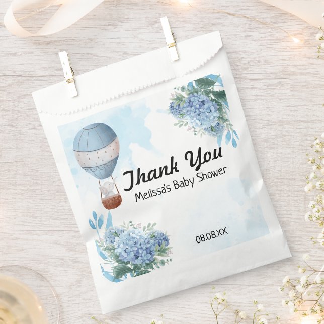 Elephant Hot Air Balloon Blue Hydrangea Favour Bag (Creator Uploaded)