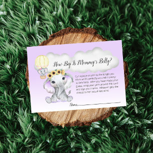 Elephant Hot Air Balloon Mom's Belly Size Purple Enclosure Card