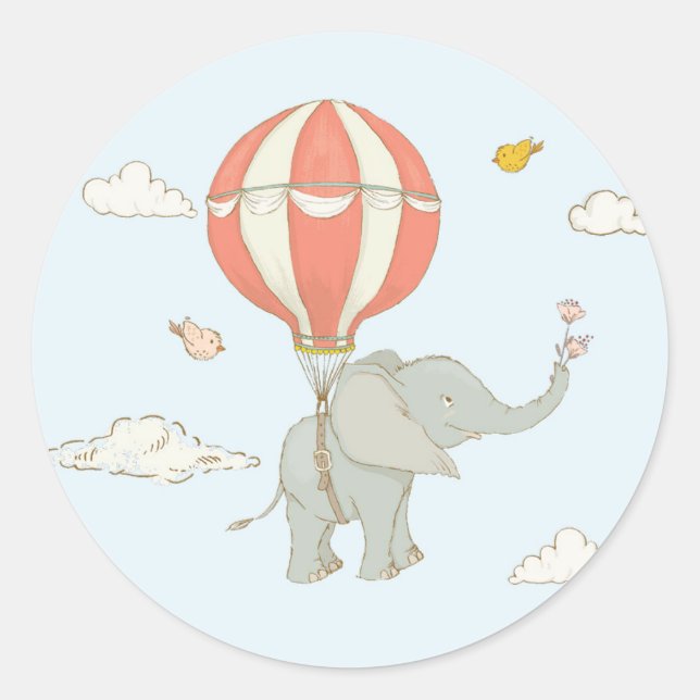 Elephant Hot Air Balloon stickers (Front)