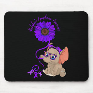 Elephant Hydrocephalus Awareness Blue Ribbon Glass Mouse Pad