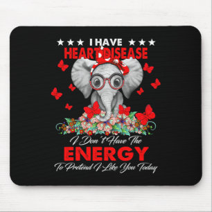 Elephant I Have Heart Disease Awareness Gifts Mouse Pad