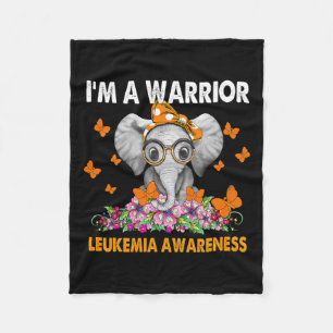 Elephant I’m A Warrior Leukaemia Awareness  Fleece Blanket