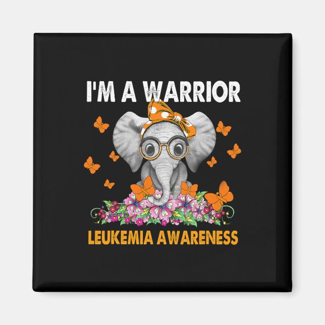 Elephant I’m A Warrior Leukaemia Awareness  Magnet (Front)