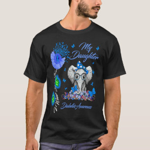 Elephant I Wear Blue For My Daughter Diabetes Awar T-Shirt