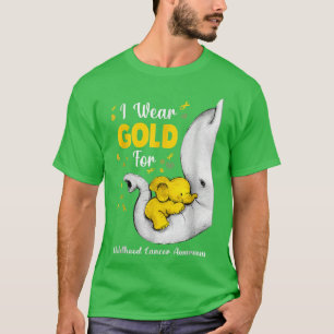 Elephant I Wear Gold Ribbon For Childhood Cancer A T-Shirt