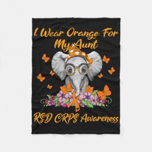 Elephant I Wear Orange For My Aunt Rsd Crps Awaren Fleece Blanket