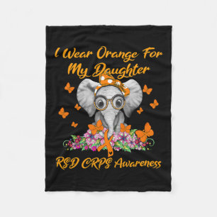 Elephant I Wear Orange For My Daughter Rsd Crps Aw Fleece Blanket