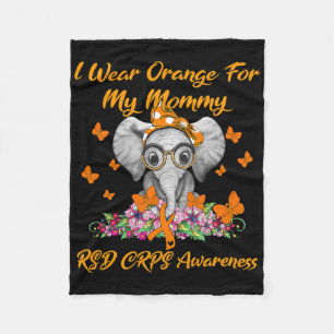 Elephant I Wear Orange For My Mommy Rsd Crps Aware Fleece Blanket