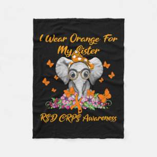 Elephant I Wear Orange For My Sister Rsd Crps Awar Fleece Blanket